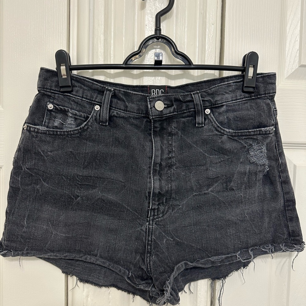 BDG Distressed Black Jean Shorts High-Waisted Cut-Off